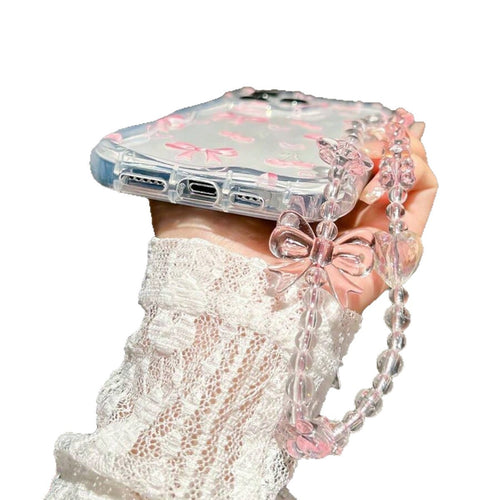 CHERRY HEART - Transparent iPhone Case & Lanyard Chain