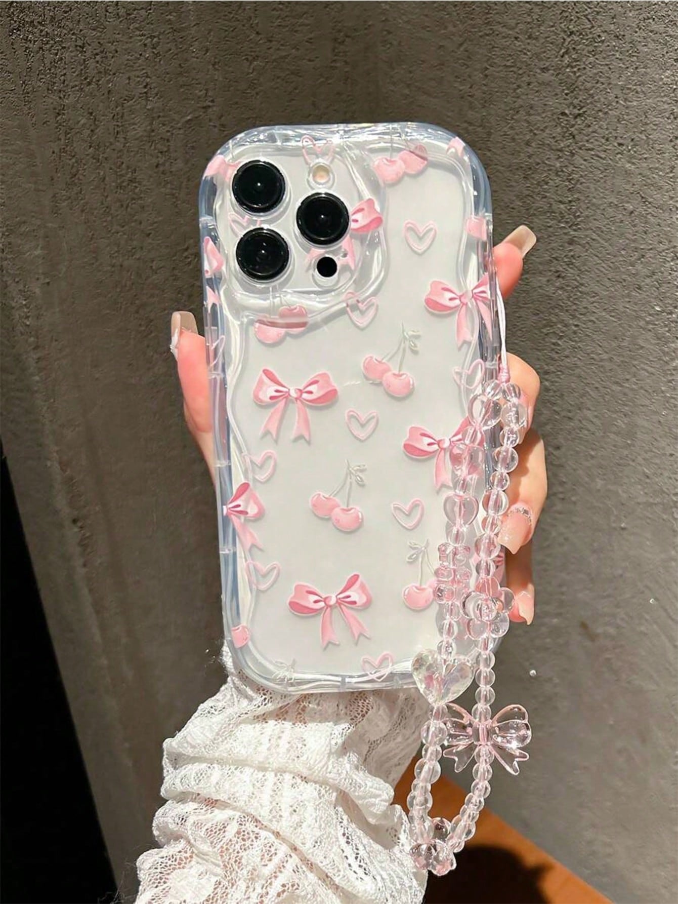 CHERRY HEART - Transparent iPhone Case & Lanyard Chain – GLAMYXO