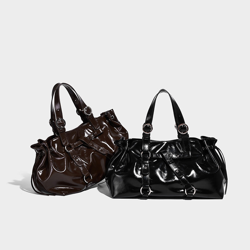 VINO NOIR - Oil Wax Leather Crossbody Bag